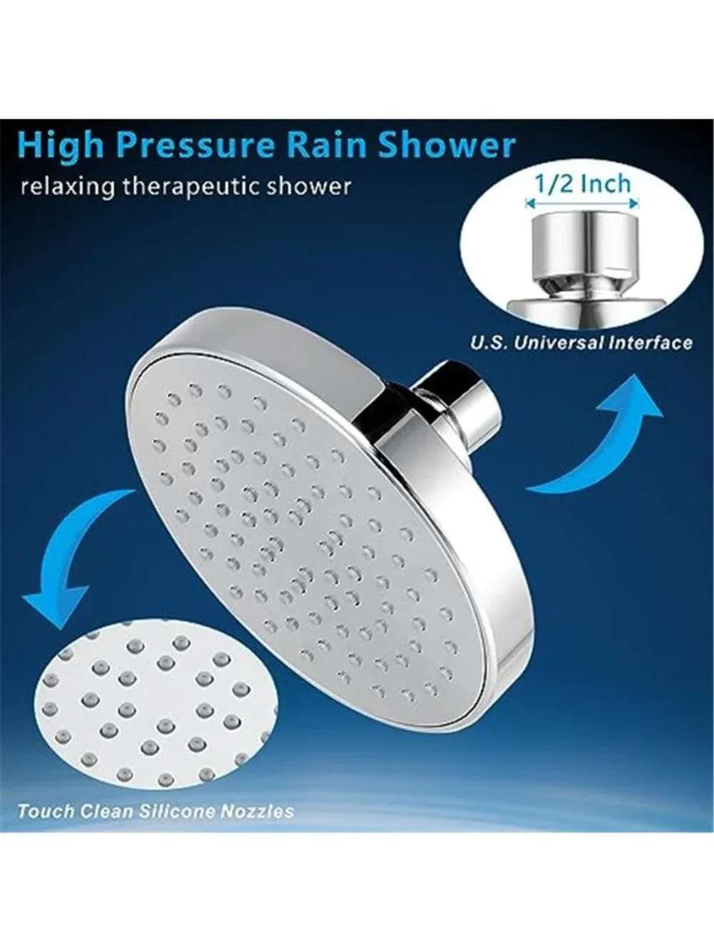 High Pressure Shower Head 4.7“ Powerful Bathroom Pressure Boosting Rain